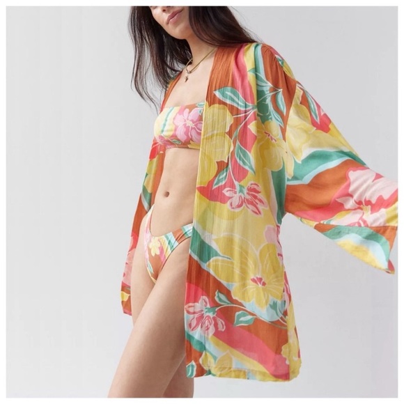 Billabong Other - Billabong Love Land Floral Open Cardigan Kimono Beach Cover Up Size M / L